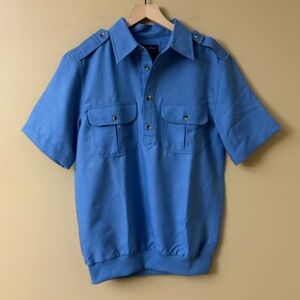 Vintage 80s John Blair Mens Shirt Polo Pockets Banded hem Grandpacore Style NEW
